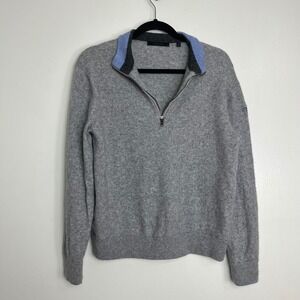 Greyson‎ Mens Wool Cashmere Quarter Zip Sweater Gray Youth On Course Logo Large